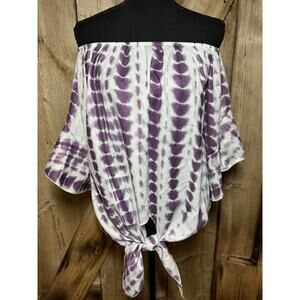 Rustic Gals Boutique Women's L Tie Dye Off The Shoulder Butterfly Sleeve Blouse